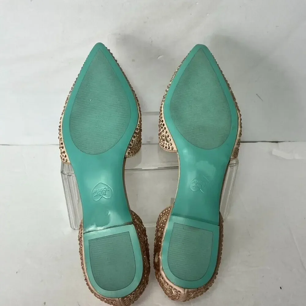 Blue by Betsey Johnson Shoe Flats Womens 8M Blush Pink Rhinestone Cutout Lucy